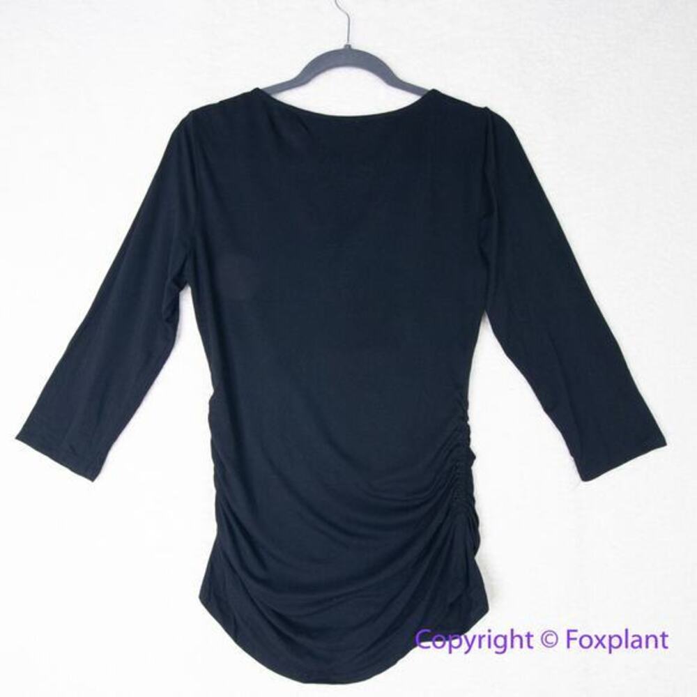 Vince Camuto black three quarter sleeves top ruched sides, size M - Picture 9 of 13